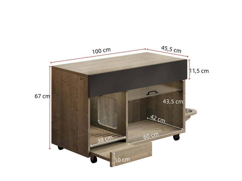 Meuble cache-litière avec rangement, maison de toilette discrète, chêne, 100 x 45.5 x 67 cm, mdf Fay Lum - Conforama C