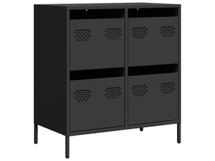 Buffet - bahut - meuble de rangement noir 68x39x73,5 cm acier laminé à froid