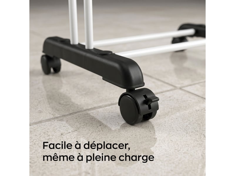 Hangover - étendoir à linge vertical 72 x 171 x 62,5 cm, séchoir pliable à 4 niveaux avec roulettes en résine et métal - Conforama D