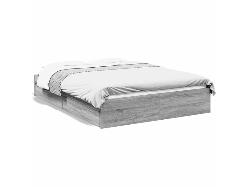  Lit double- lit adulte -  cadre de lit avec tiroirs sans matelas sonoma gris 120x190 cm  - Conforama A