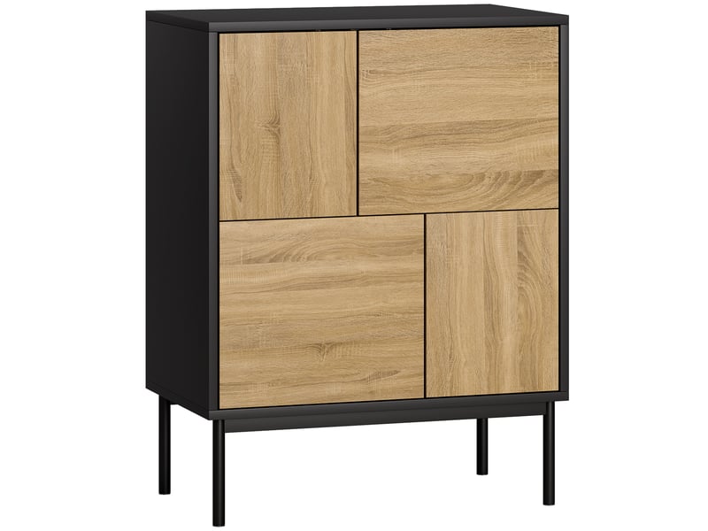  Buffet salon meuble de rangement armoire de cuisine portes à pousser et 4 placards 60 x 35 x 78 cm style moderne, noir  - Conforama B