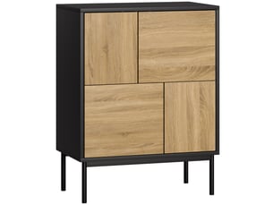 Buffet salon meuble de rangement armoire de cuisine portes à pousser et 4 placards 60 x 35 x 78 cm style moderne, noir
