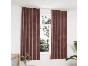 Lot de 2 rideaux occultant, rideaux black-out et crochet velours rose antique 140x175cm cf43982