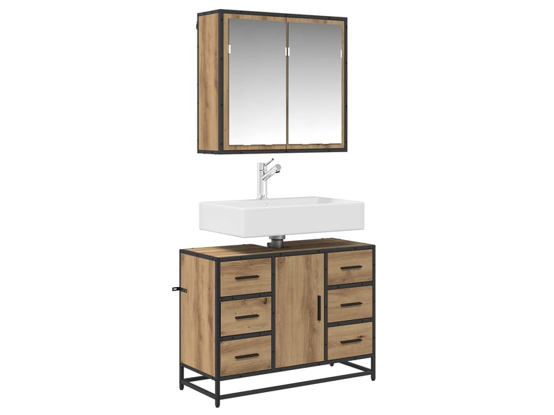  Ensemble de mobilier de salle de bain 2 pc chêne artisanal cf64049  - Conforama C