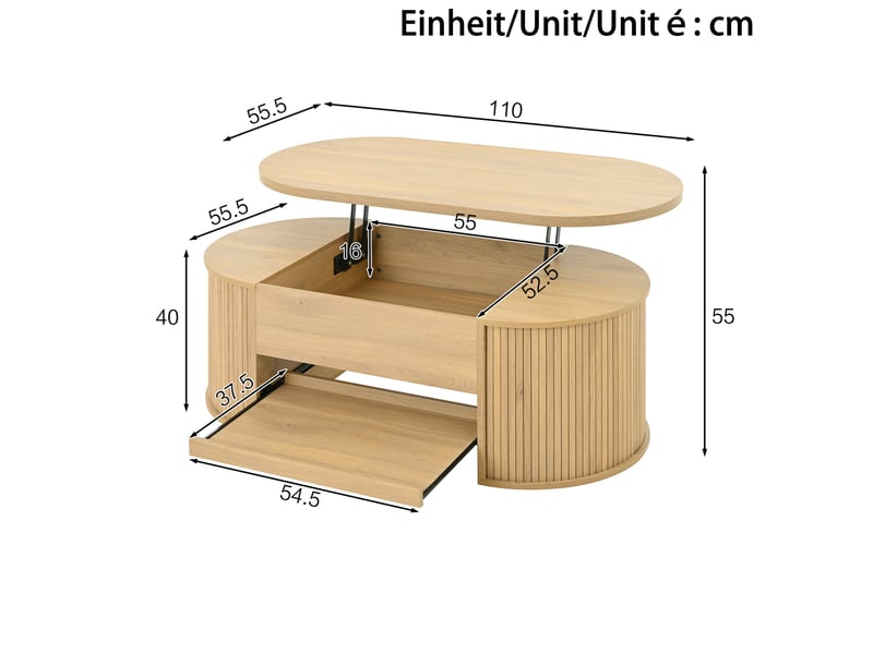  Ensemble meuble tv et table basse relevable avec rangement homvra  - Conforama E