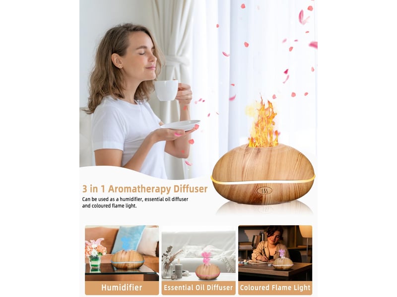  Diffuseur d'huiles essentielles à effet flamme – 7 couleurs  - Conforama D