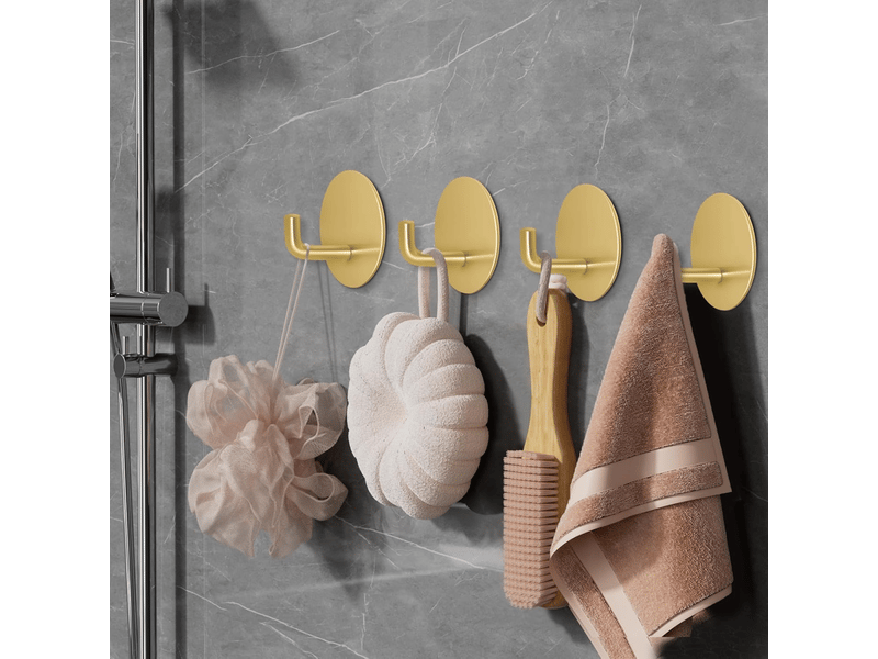 Crochets de salle de bain, porte-serviettes et de cuisine, autocollants, base ronde, lot de 4 (doré, jaune - réf. Szpb555347jjzj - Conforama B