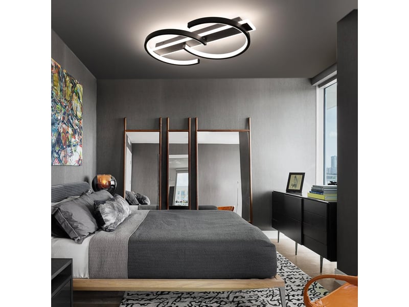  Plafonnier led dimmable noir 35w – 2 anneaux en cercle  - Conforama D