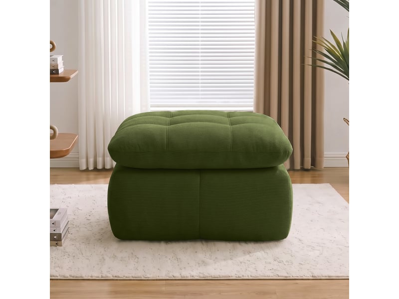  Pouf repose-pieds en tissu chenille vert 72,50x63x50 cm  - Conforama E