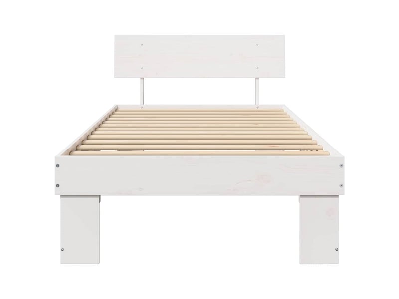 Lit simple- lit adulte - cadre de lit avec tête de lit blanc 90 x 190 cm pin massif - Conforama D