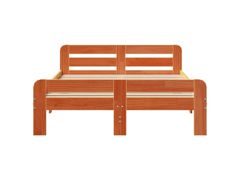  Lit double- lit adulte -  cadre de lit sans matelas  marron 135x190cm bois pin massif  - Conforama C