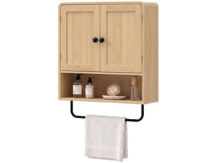 Armoire murale de salle de bain 2 portes et étagère coloris chêne 60 x 20 x 60 cm