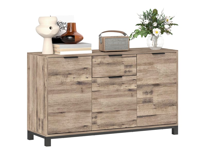  Buffet de style industriel avec tiroir et 3 placards, bois brun, 120 x 36,5 x 70 cm  - Conforama A