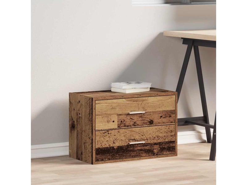  Armoire à tiroirs, commode avec 2 tiroirs vieux bois 60x31x40 cm bois d'ingénierie  - Conforama C