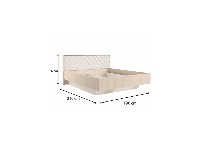  Lit kaori 180x200 cm chêne clair et sable avec sommier  - Conforama C