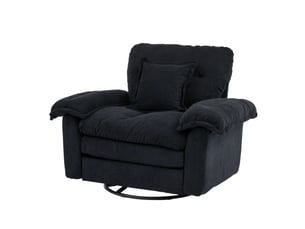 Fauteuil pivotant 360° 1 place noir en tissu, coussin de soutien et assise généreuse pour lire chez vous
