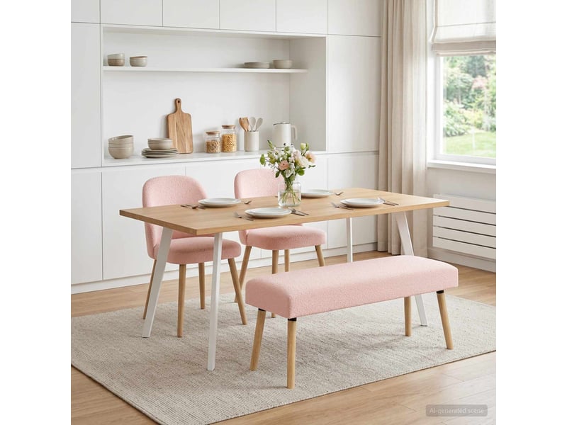  Banc rembourré, banc de lit, banc uni rose 110x40x46 cm bouclé  - Conforama D