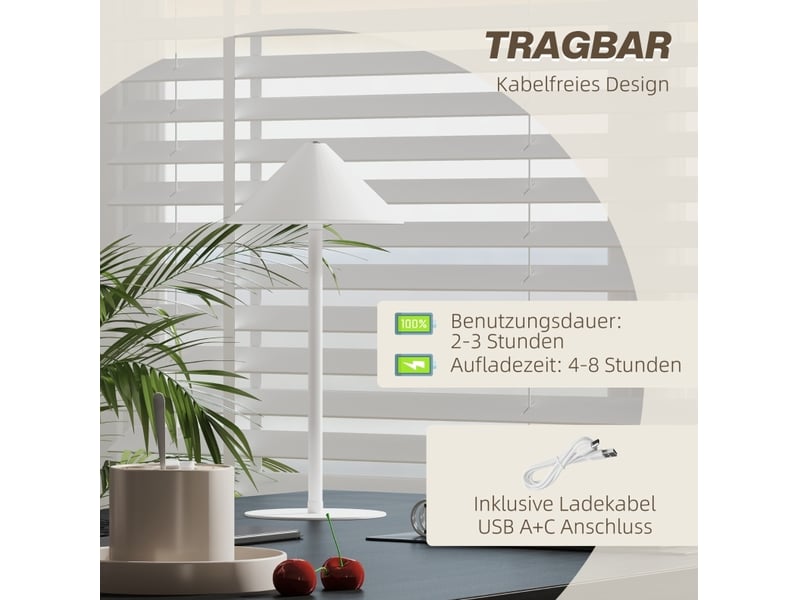  Lot de 2 lampes de table led 15x15x31,5 cm tactiles rechargeables en métal blanc  - Conforama D