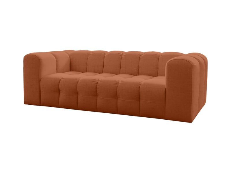  Canapé droit miloe 3 places fixe avec accoudoirs en tissu - terracotta MILOE - Conforama A