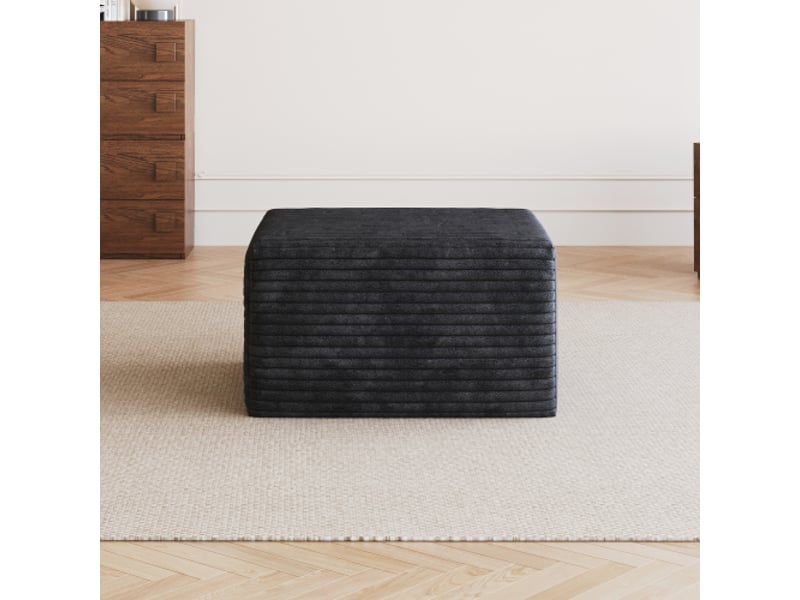  Pouf ottoman noir y152 - déco salon moderne, accessoire canapé  - Conforama D