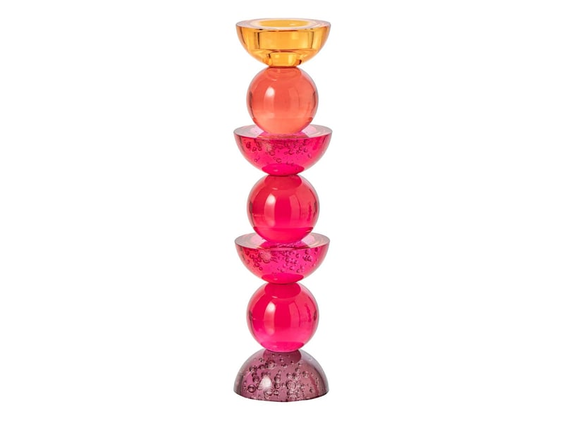 Bougeoir design en verre yannis 30cm rose &amp; orange  - Conforama A