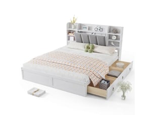 Lit avec rangement 160x200 cm ZERBACO coloris blanc