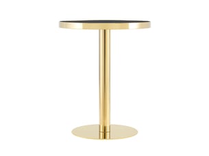 Table d’appoint ronde avec plateau effet marbre et base stable - structure inox, mdf noir et doré