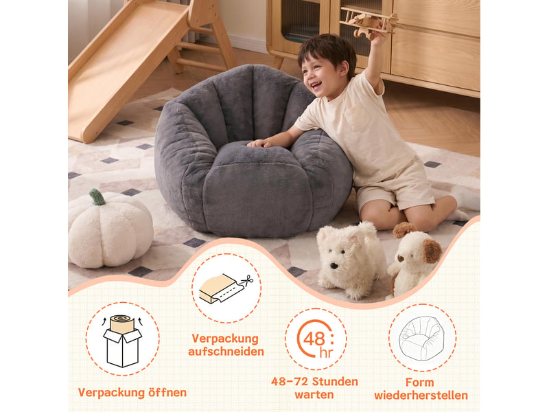  Fauteuil poire enfant 75x70x52 cm gris clair  - Conforama E