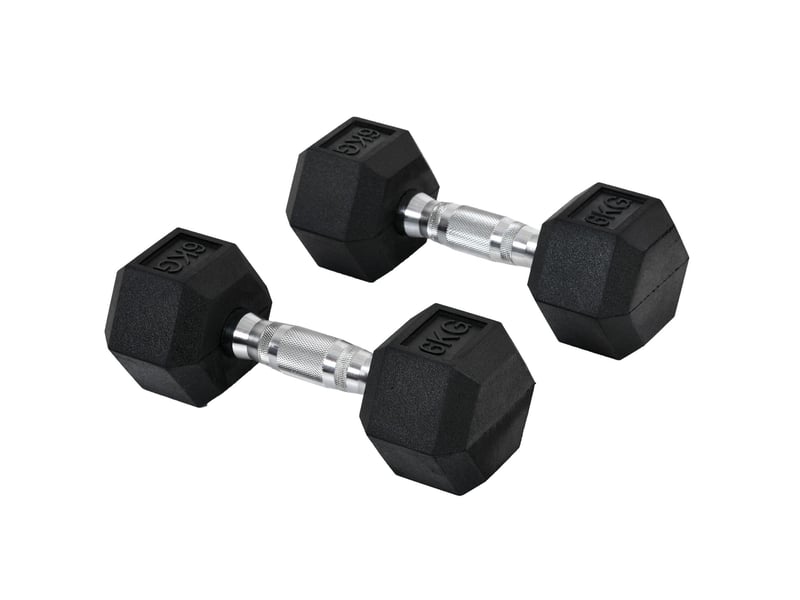  Haltères hexagonaux 2 x 6 kg – noir – fonte revêtue de caoutchouc et poignées moletées antidérapantes  - Conforama A