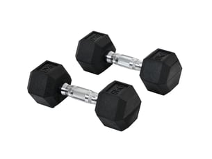 Haltères hexagonaux 2 x 6 kg – noir – fonte revêtue de caoutchouc et poignées moletées antidérapantes