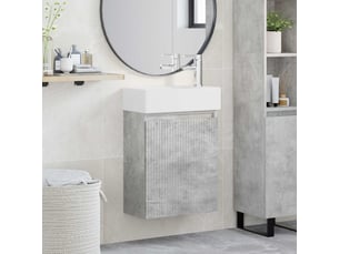 Meuble de rangement salle de bain avec robinet gris béton shl4888