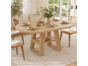 Table extensible pour 4 à 6 personnes avec rangement et tablette pour salle à manger, en mdf, finition chêne clair