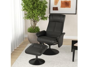 Fauteuil relax pivotant avec repose-pieds 69 x 71 x 104 cm – noir – inclinable à 135° et rotation 360°