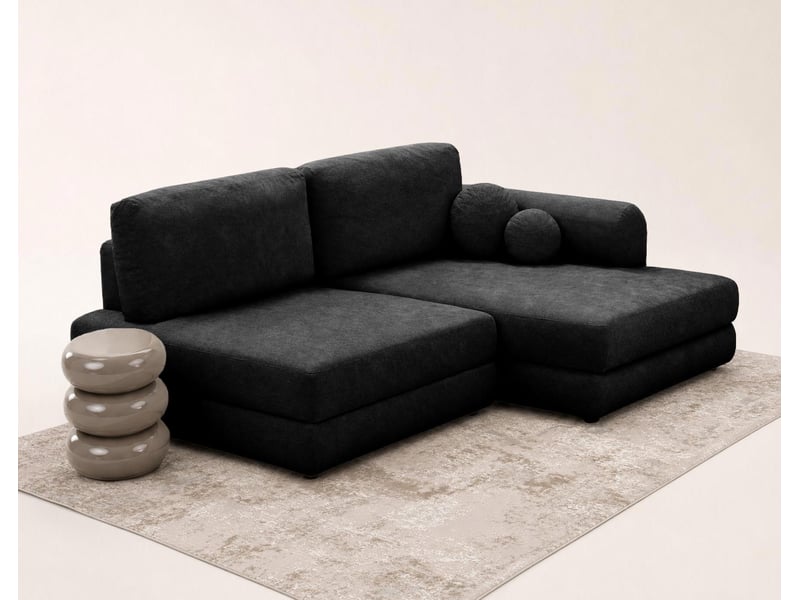 April - canapé d'angle droit 4 places convertible avec coffre en velours texturé - best mobilier - noir APRIL - Conforama D