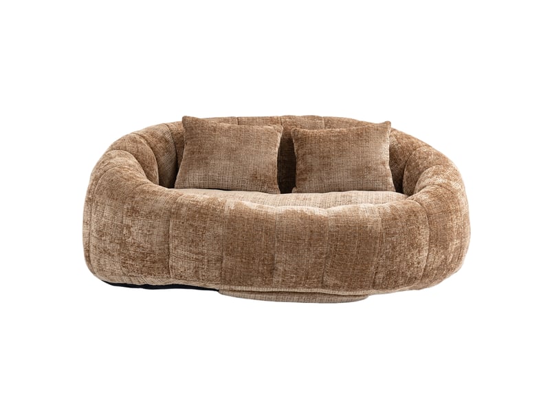  Canapé paresseux confortable fixe 2 places en chenille avec 2 oreillers,150x95x63cm,brun canapé marron - Conforama A