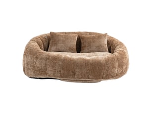 Canapé paresseux confortable fixe 2 places en chenille avec 2 oreillers,150x95x63cm,brun