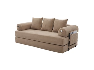 Canapé droit compressé convertible <strong>HAVRYA</strong> <strong></strong> 3 places Velours khaki