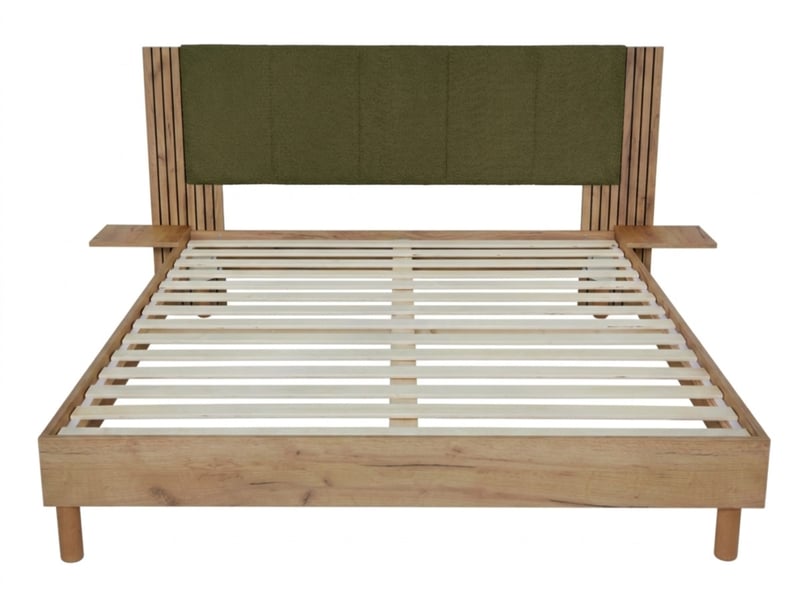  Bobochic lit isya tissu bouclette avec lattes massives vert 140x190 ISYA - Conforama D