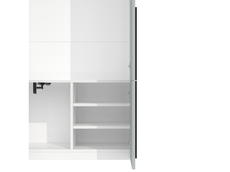  Armoire avec 1 porte-pantalons, 2 barres de penderie et 14 compartiments de rangement, gris, 160 x 50 x 200 cm  - Conforama E