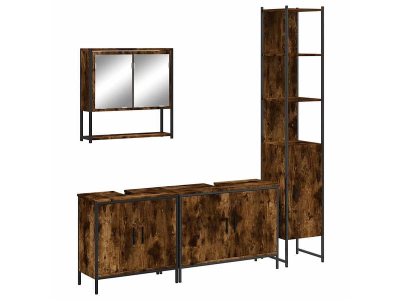  Ensemble de meubles de salle de bain 4 pcs chêne fumé bois cf63853  - Conforama A