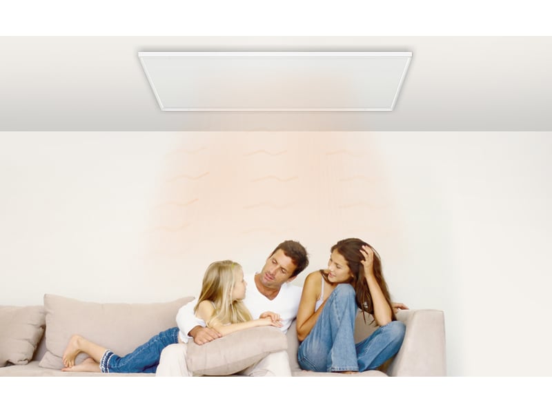  Panneau chauffant électrique de plafond en aluminium blanc 122 × 62 cm, fil nicr, protection anti-surchauffe  - Conforama B
