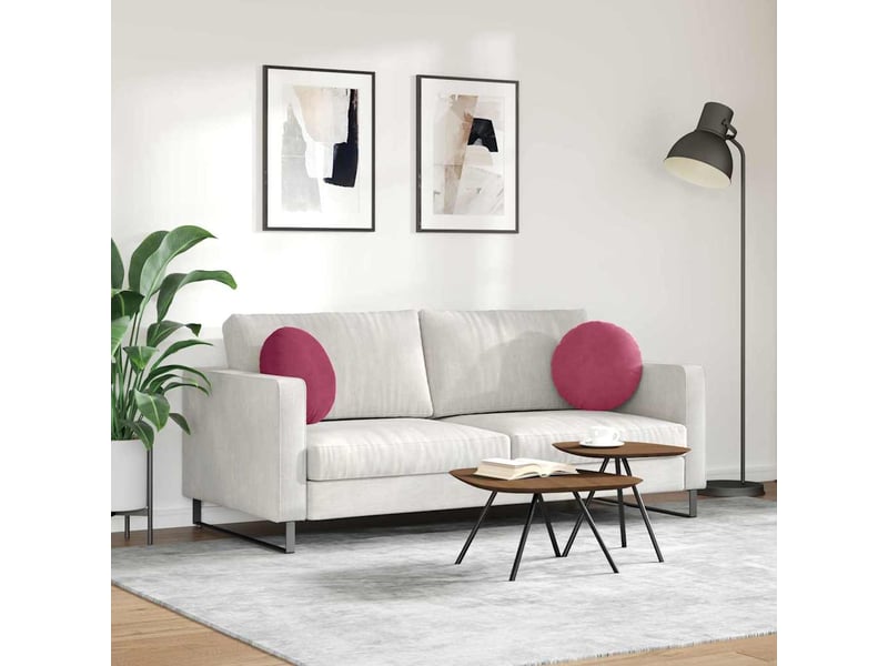  Lot de 2 coussins de siège, coussins décoratifs bordeaux ø 40 x 13 cm velours cf59927  - Conforama D