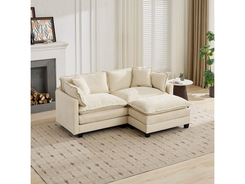  Cloud sofa ottoman uniquement, canapé sectionnel moderne, pour salon, chambre à coucher et appartement, coussin de siège rembourré double couche DE501DBG - Conforama E