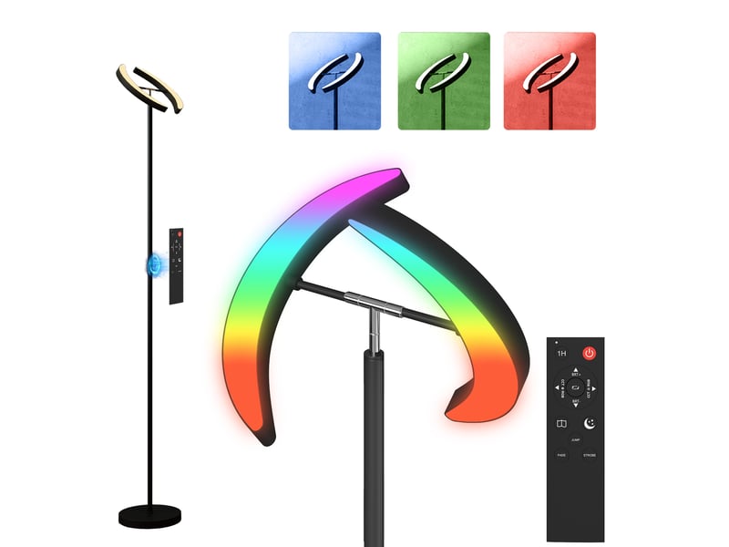  Lampadaire led rgb dimmable orientable à deux têtes noir ø30x188 cm  - Conforama A
