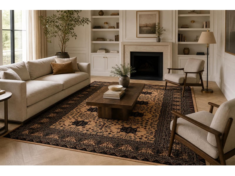  Tapis en laine kashqai 4302 103 oriental, cadre beige   vert 135x200 cm  - Conforama E