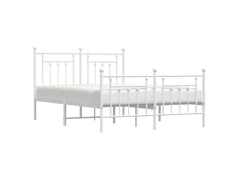 Lit double- lit adulte - cadre de lit métal sans matelas et pied de lit blanc 150x200 cm - Conforama D