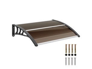 Auvent extérieur imperméable et anti-uv, en pc, pp et aluminium, 75 x 100 x 23 cm, marron et noir