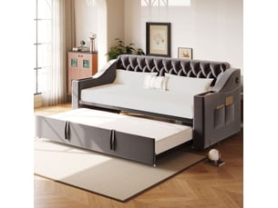 Lit gigogne 90x190 cm HAVRYA coloris gris