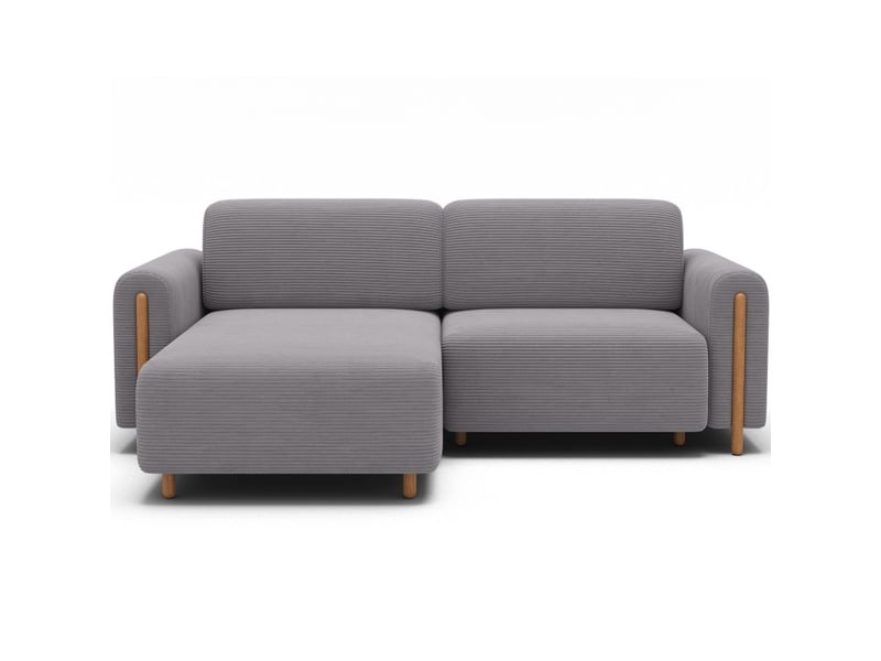  Canapé d'angle convertible arvessa gris clair velours côtelé – angle gauche  - Conforama A