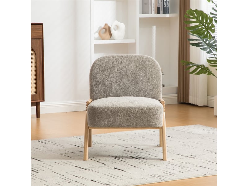  Fauteuil loungesessel scandinave en tissu - 72x61x78cm - chaise d'appoint sans accoudoirs salon chambre tissu chenille - gris  - Conforama C